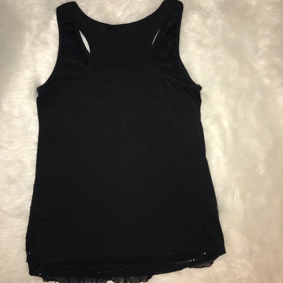 Black Sparkle Layered Fringe Tank Top - Picture 2 of 3